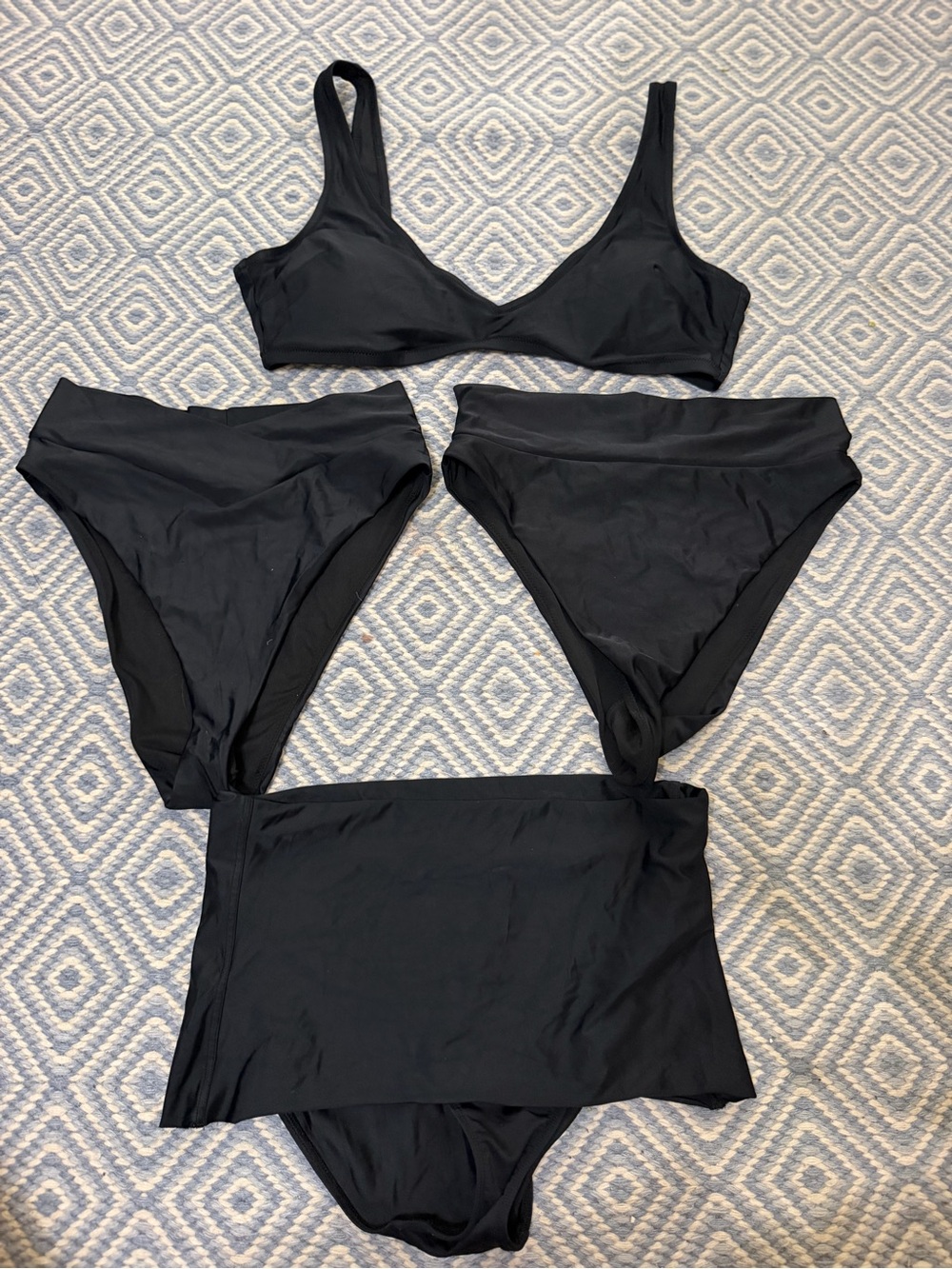 Women’s Aerie Black Bikini Set - Top and 3 high waisted bottoms